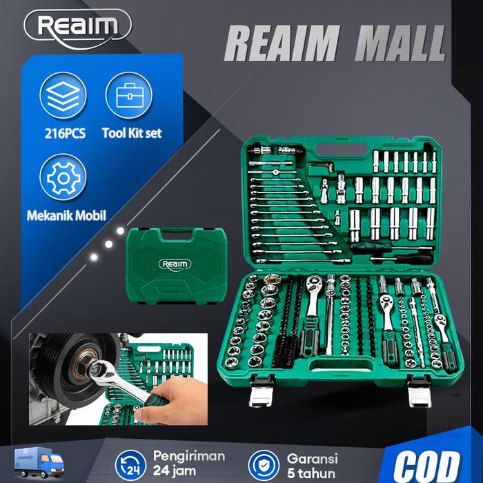 Reaim Kunci Set Lengkap 216 PCS Set Kunci Shock Set Kunci Inggris Tool Box Set Lengkap Untuk Bengkel