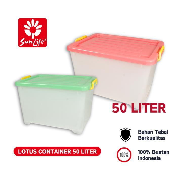 Sunlife Lotus Container 50 Liter Container Besar Plastik Dengan Tutup Container Box Serbaguna