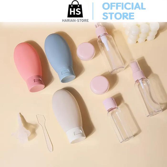 Botol Travel Kit isi 10pcs H1081 Perlengkapan Lotion Sabun Skincare Praktis Wadah Isi Ulang Mudah