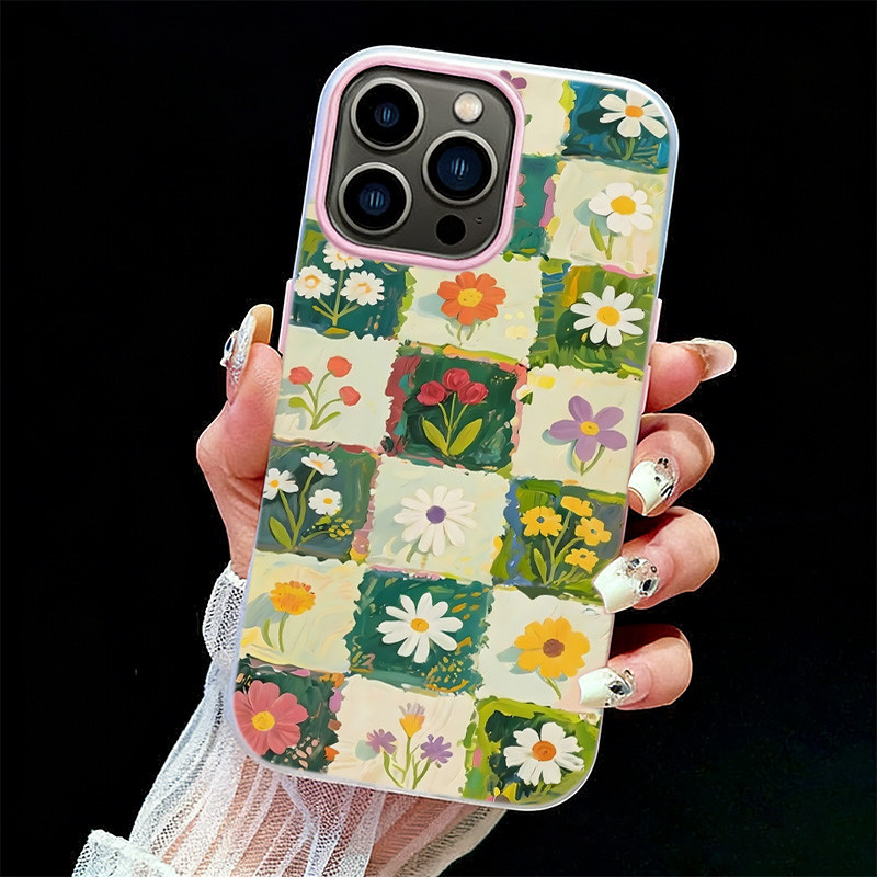 2-In-1 Cair Checkerboard Vintage Floral Case Hp Infinix C81 Pro X8 Pro Max Smart 20 Note 60 Pro Hot 