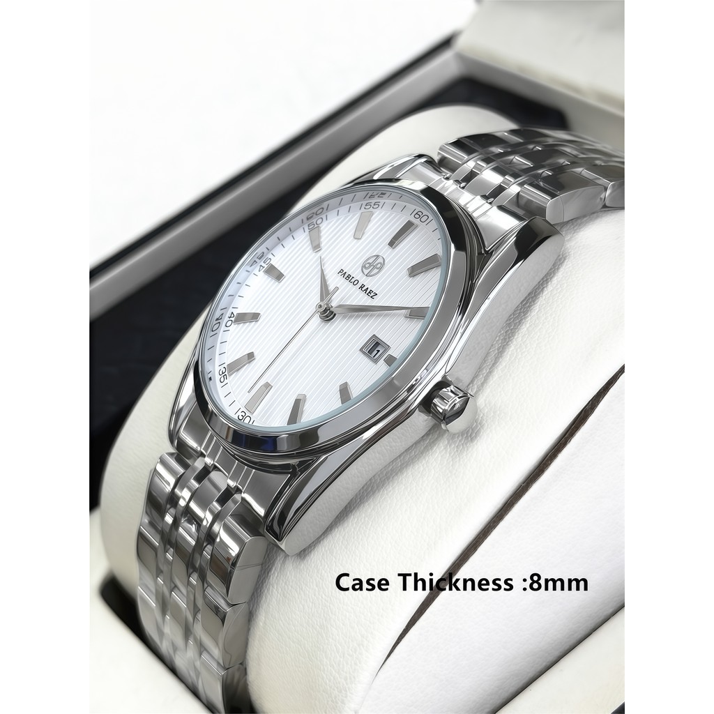 PABLO RAEZ Men Watch Real shot Top Brand Original Sport Quartz Clock Full Steel Waterproof Calendar