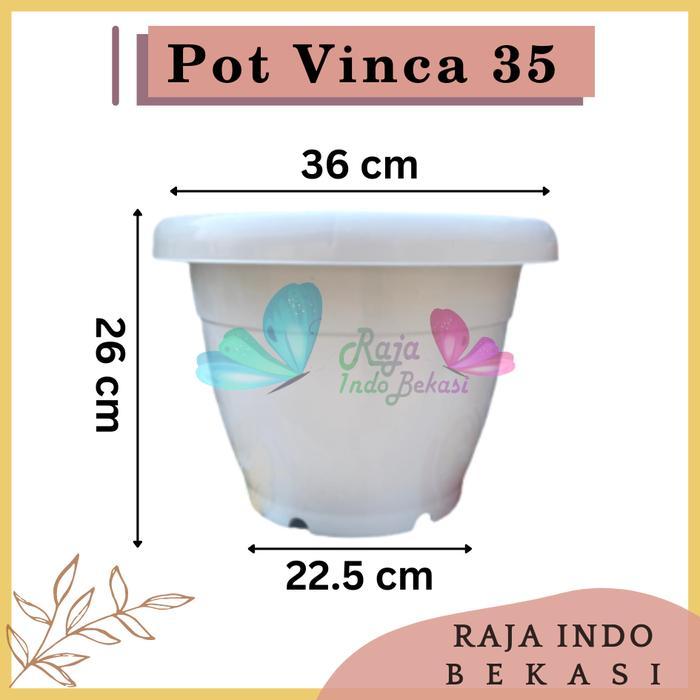 Raja Indo Pot Tebal Pot Bunga Putih 35 Strawberry Pot Tanaman Plastik Besar