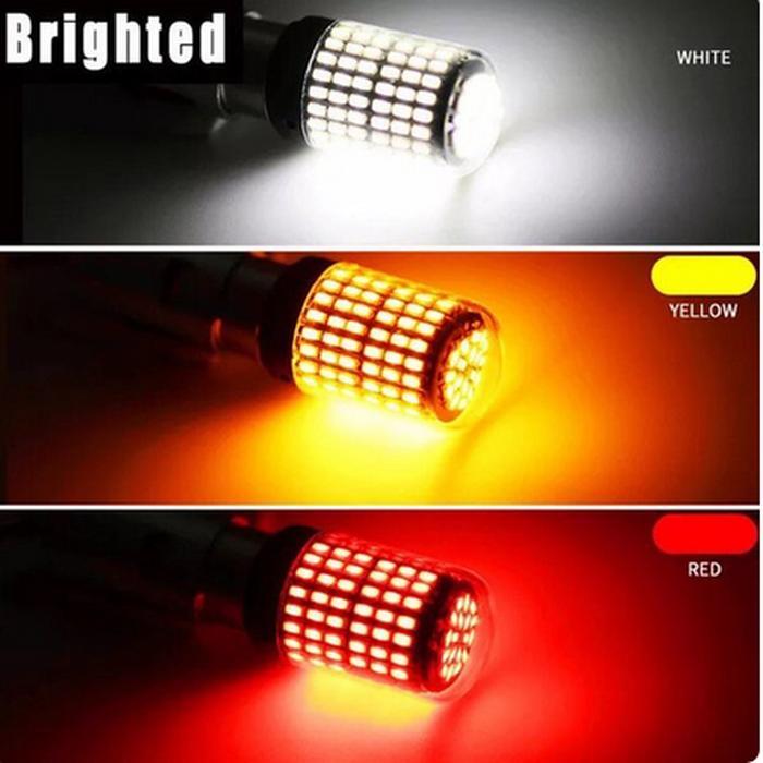 "New" Bohlam lampu LED Rem mobil super terang Stop T20 7443 double 144 SMD 3014 senja dan rem TERANG