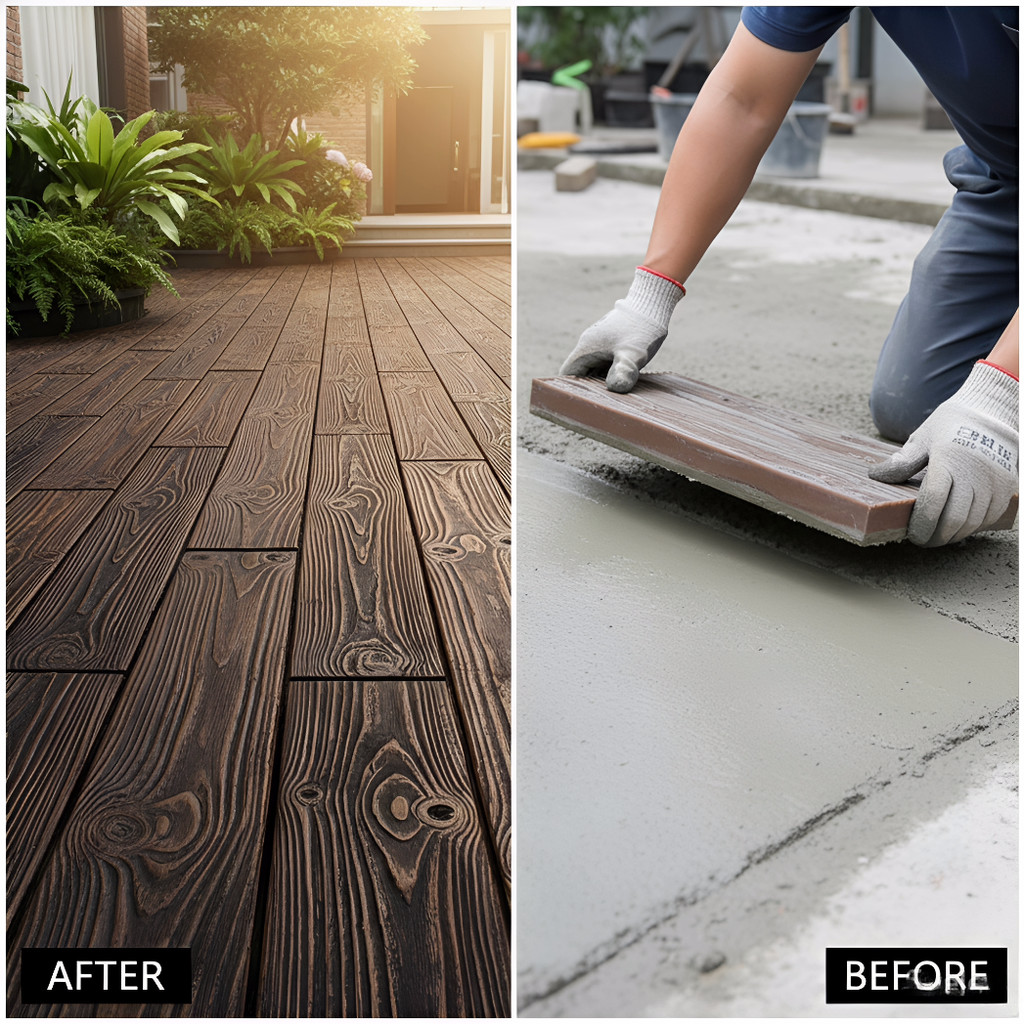 Wood Grain Concrete Stamp Mold, Imprinted Flooring Paver Form, Reusable Decking Texture Mould for