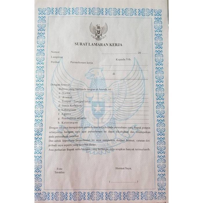 TERLARIS Blangko Surat Lamaran Kerja/Kertas Form Surat Lamaran Pekerjaan Paper Stationery BISA