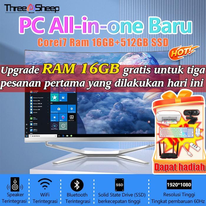 Komputer all-in-one PC Intel core i5/i7,pc baru,19"/22''/24''/27",Ram 8G/16G+256GB/512GB/1TB SSD
