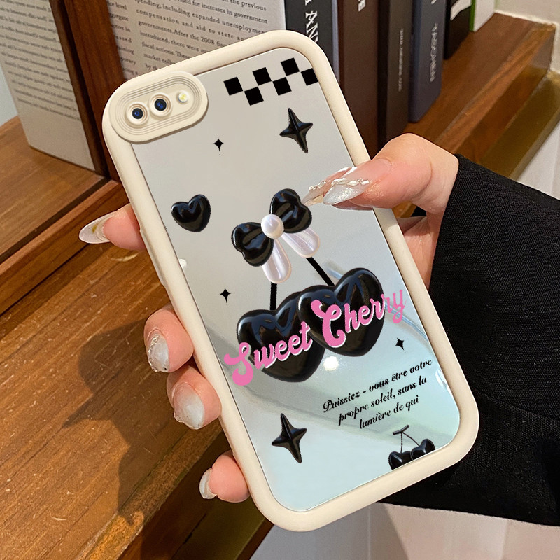 Casing Hp OPPO A5 A3s A12E Realme C1 Case Casing Inggris Hitam Pola Kasus cermin tangga HP Kasing Si