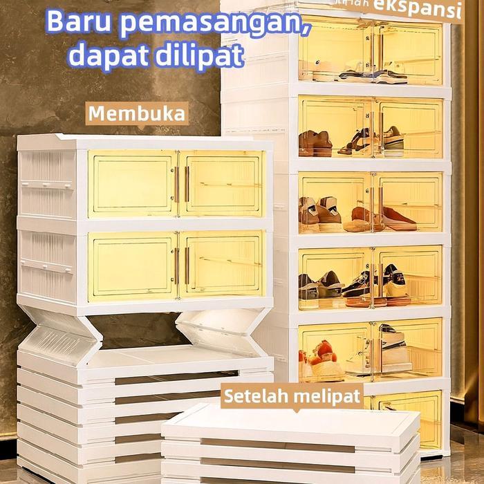 Lemari Rak Sepatu Lipat Rak Sepatu Palstik Susun Lemari Box Plastik Muktifungsi Storage Box