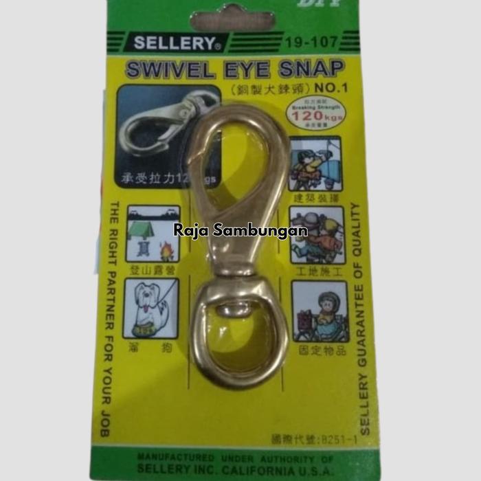 Swivel Eye Snap No 1 Kuningan Kuat Beban Maximal 120 kg Jepitan Pengait Rantai Seling Sling Hook