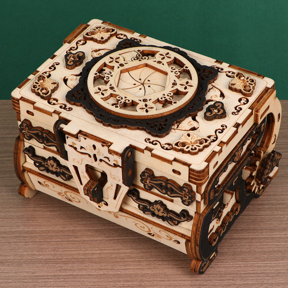 3D Wooden Puzzle Exquisitely Carved Vintage Storage Box Wooden Classic Jewelry Box Puzzle Women