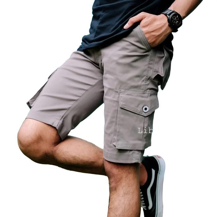 Celana Pendek Cargo Pria Kain Tebal Premium Casual Nyaman Stretch