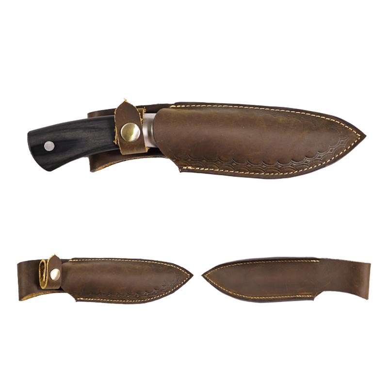 RIYAO Fixed Knife Sheath Leather Tactical Damascus Knife Case Waist Belt Holder For Outdoor Survival