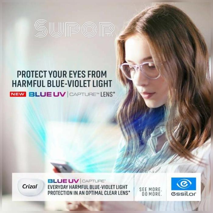 Lensa Essilor AIRWEAR Anti RADIASI Blue UV BCT Capture Crizal Sapphire