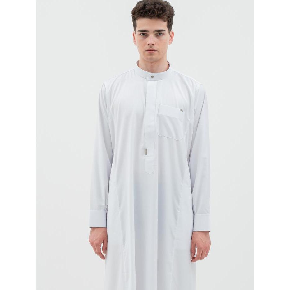 Al Haramain Series Semi Wol Thobe Thalhah Jubah / Gamis Pria Dewasa (241769/70/71) Putih