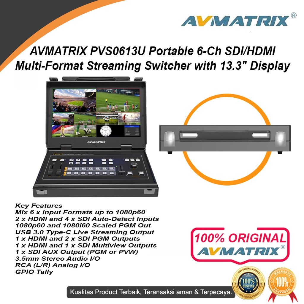 AVMATRIX PVS0613U Portable 6CH SDI/HDMI Multi-format Streaming Switcher / PVS 0613U