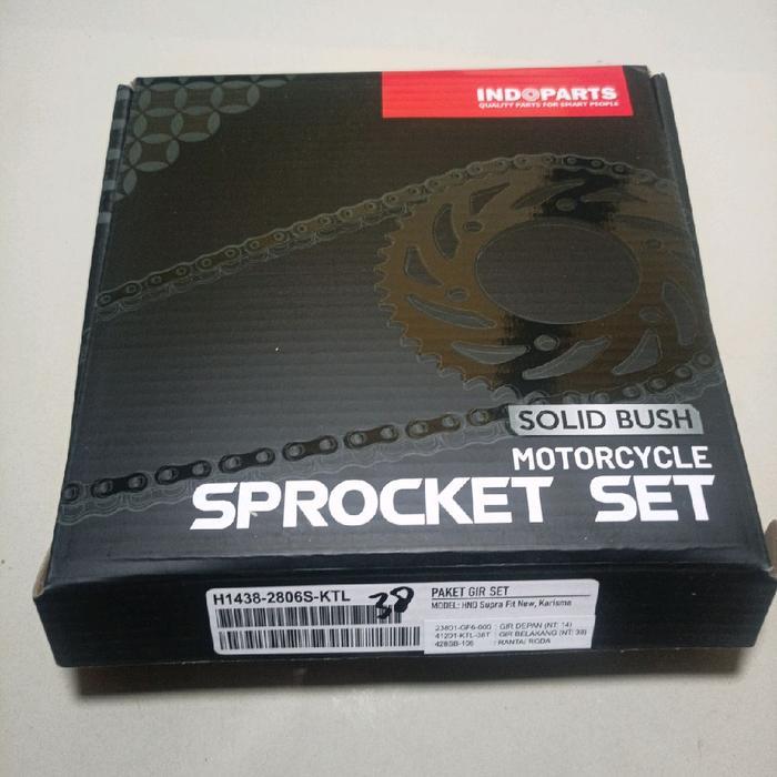 INDOPART GEAR GIR SET PLUS RANTAI HONDA SUPRA FIT NEW SUPRA X 125 MOTOR MOTORCYCLE 36T/38T/40T HARGA