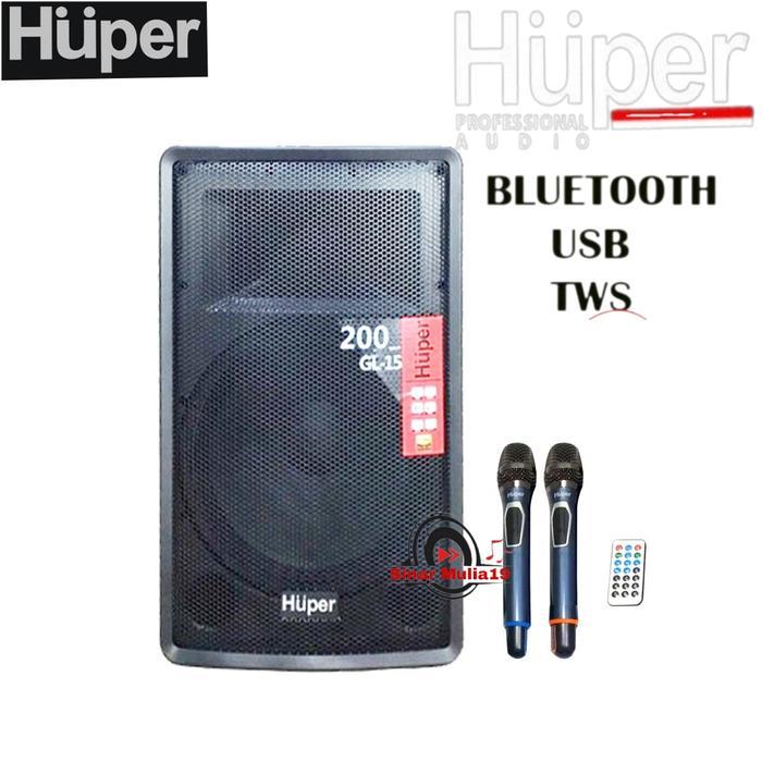 Speaker Portable Meeting Huper Gl15 / Gl 15 Original 15 Inch 200 Watt Terlaris