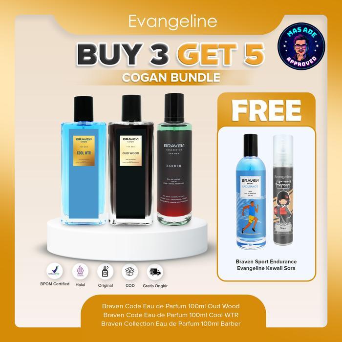 Best Seller Cogan Buy 3 Get 5Cowok Ganteng Bundle Braven Eau De Parfum 100Ml - Cool Wtr - Barber -