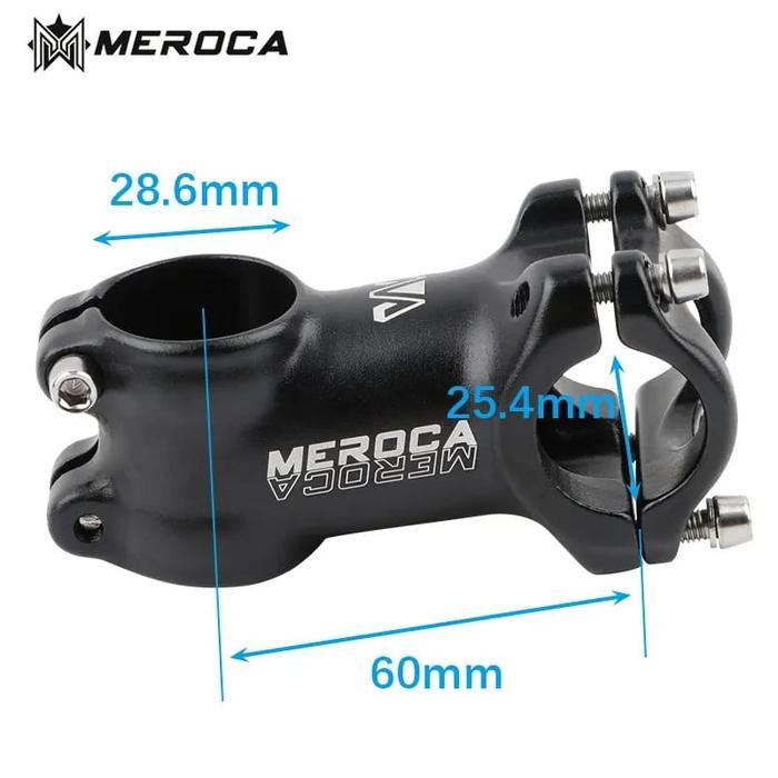 Meroca Stem 60mm clamp handlebar 25.4 fork OS 28.6 mm sepeda pushbike