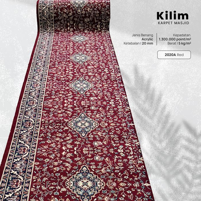 Karpet Masjid / Karpet Mushola / Sajadah Masjid Premium Tebal Meteran Custom Design Turki Merah /