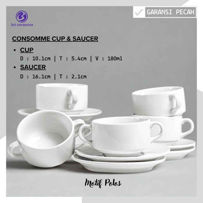Consomme Cup & Saucer 180ML / Mangkok Soup / Zuppa Soup BITCERAMICS / CSM - 1PSG