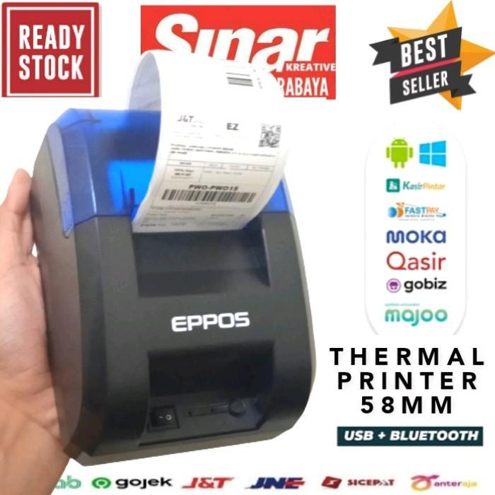 "New" PRINTER BLUETOOTH THERMAL 58mm MESIN KASIR RPP02 - CETAK STRUK dan RESI Label COLOK LISTRIK