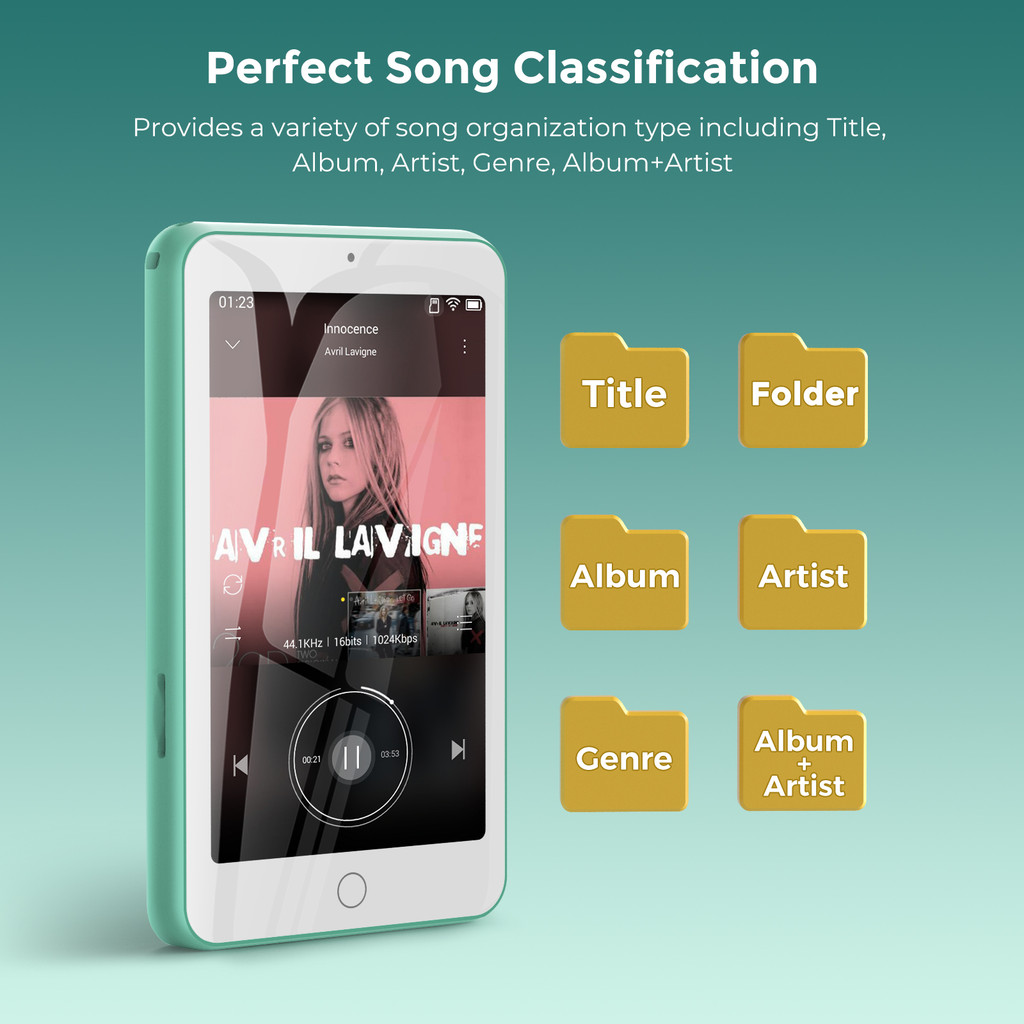 Portable MP4/MP3 player bluetooth speakers & wifi, music player with video, FM radio, eBooks,