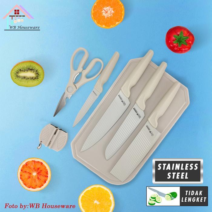 Stein Steincookware Neo Blade Stainless Steel Knives Set White /Non Stick Knife Alat Masak Pisau