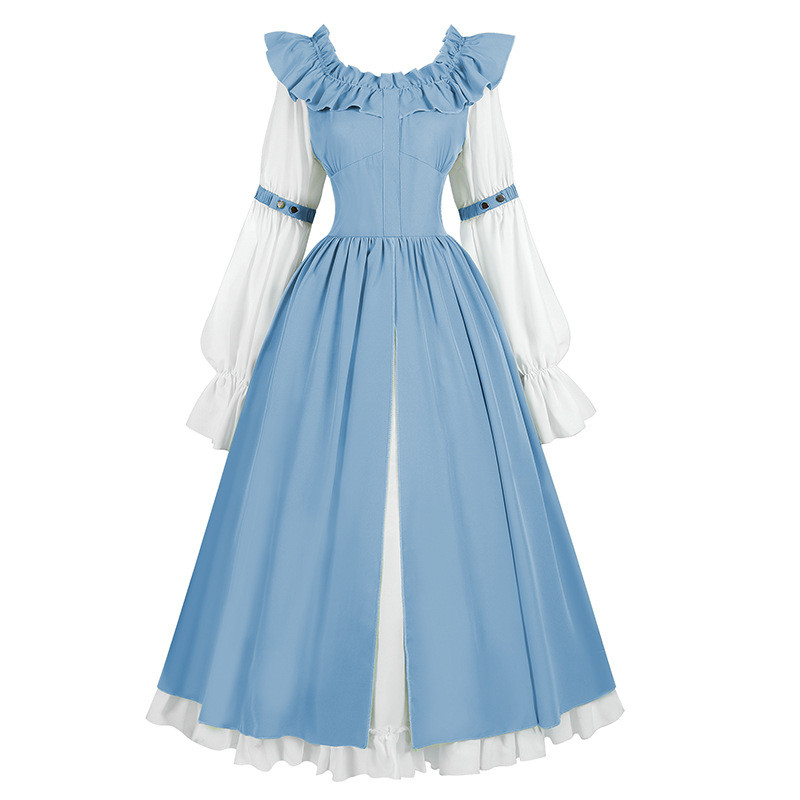 2025 WOMEN COSPLAY COSTUME MEDIEVAL TUNIC DRESS MEDIEVAL FAIRY LONG SLEEVE RENAISSANCE GOWN DRESS