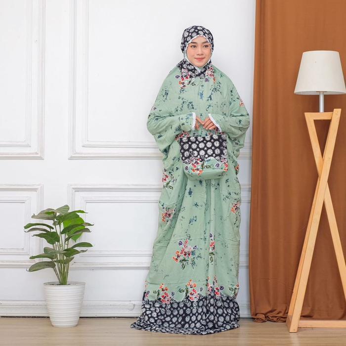 Top MUKENA LAJUR/terusan BATIK CAP PEKALONGAN Cantik Hitam Dewasa Tebal Panjang Muslim