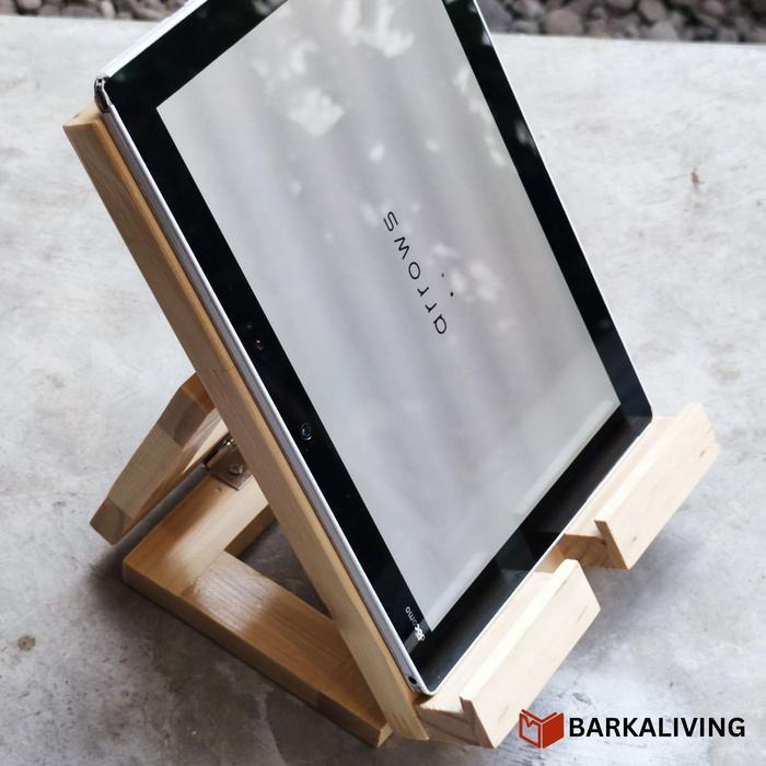 Stand Vertical Holder Ipad Tablet Penyangga Dudukan Tablet Kayu Tab