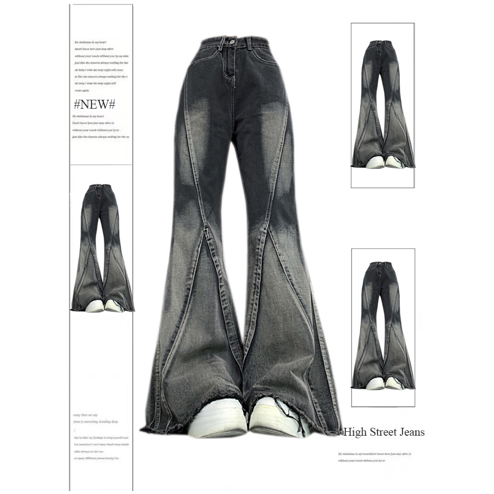 2023 Women Black Gothic Jeans Harajuku Y2k 90s Aesthetic Vintage Fashion Denim Trousers 2000s Wide