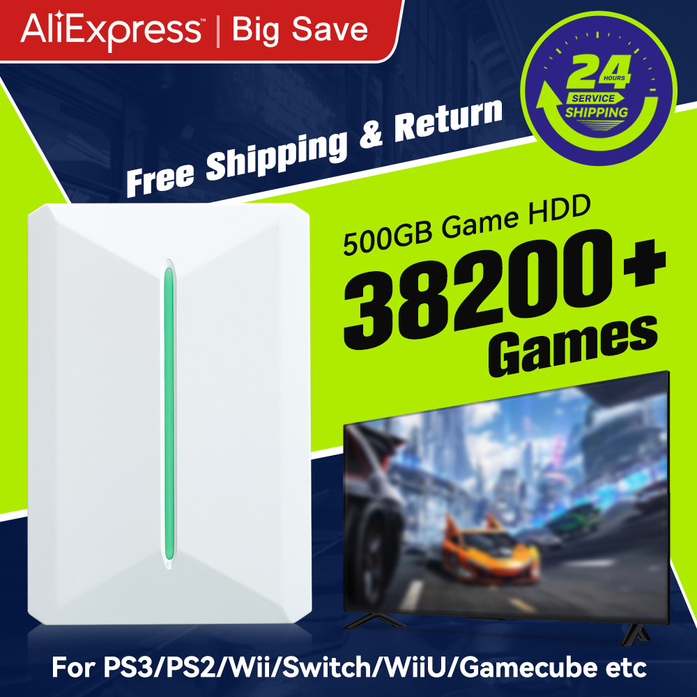 Retrobat & Playnite Retro Game Console 500GB Gaming HDD for PS3/PS2/Switch/Wii/WiiU for PC/Laptop