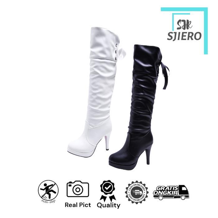 Sepatu Boots Wanita Panjang Hak Tinggi Fashion 267 Karet