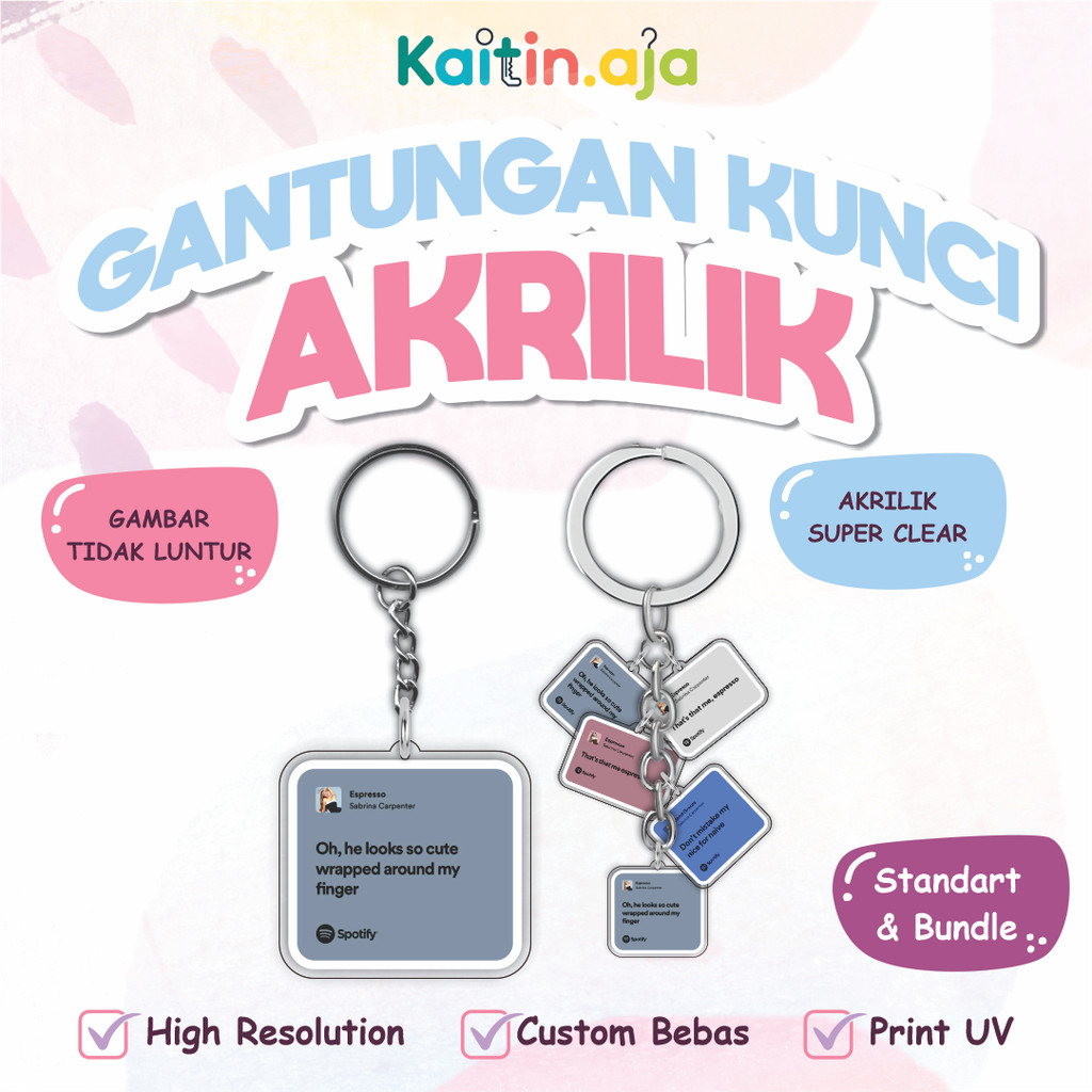 Gantungan Kunci Lirik Lagu Sabrina Carpenter Keychain lyric Spotify Print UV