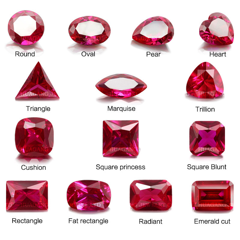 Synthetic Ruby Stone Round Squar Spherical Reuleaux triangl 5# Red Corundum Gems Stone For jewelry