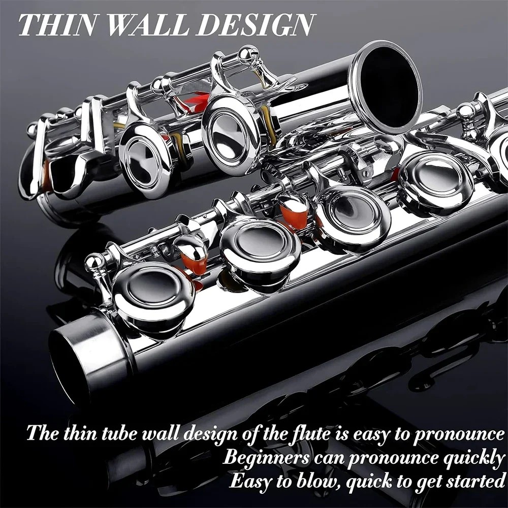 SLADE 16 Closed Holes Flute C Key Cupronickel Concert Flute Transversal Flute Woodwind Instrument