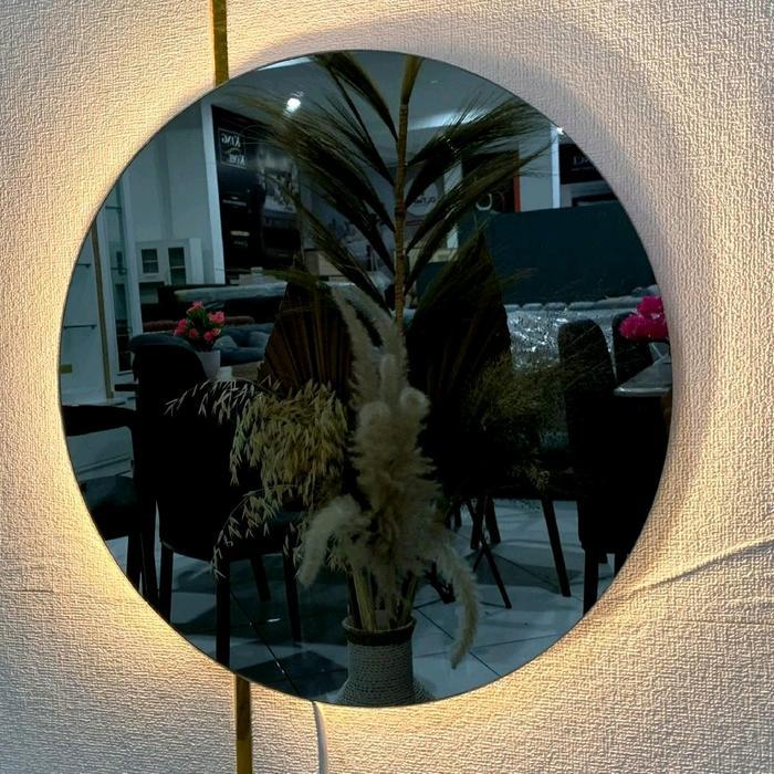 Cermin Bulat Aesthetic - Cermin gantung dinding - Cermin bulat gantung - Cermin Make Up Lampu Asli