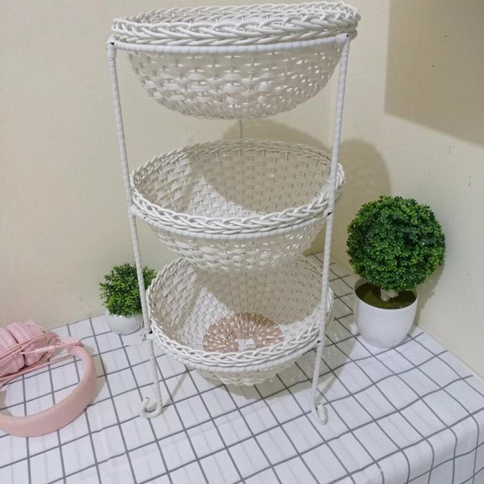 Rak bumbu /Rak bawang Rotan sintetis susun 3