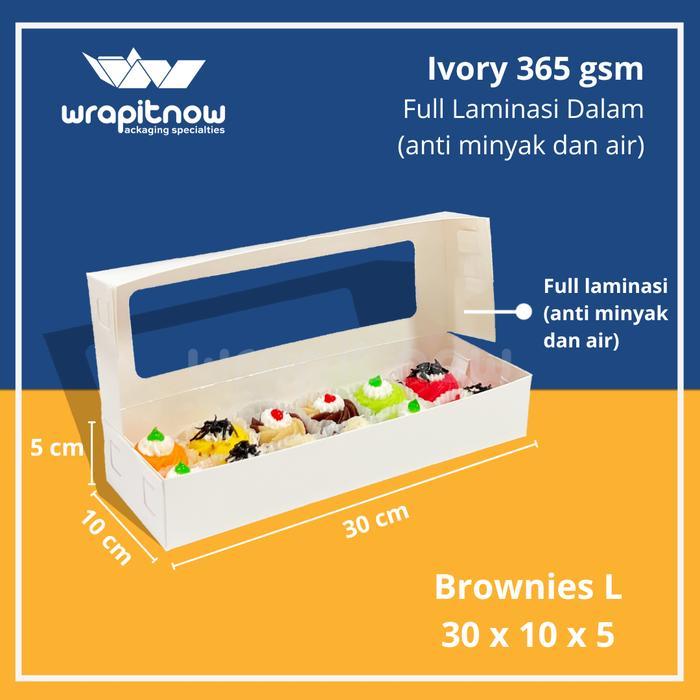 (20 Pcs) Dus 30x10x5 Ivory Brownies L Box Roti Bolen Bandeng Mochi Soes Kue Prol Tape Premium