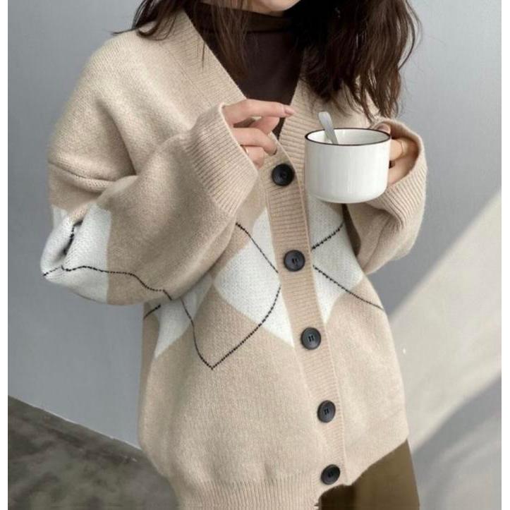 Cardigan Rajut Motif Wanita Aliza Oversize Premium Korea Style Terbaru