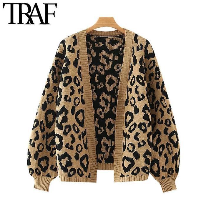 Cardigan Kardigan Leophard Premium Knitwear Oversize Outer Atasan Wanita Motif cardigan korea