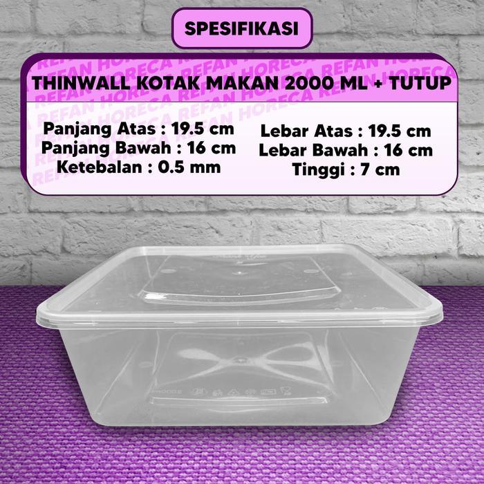 Thinwall 2000 Ml Square / Food Container Plastik