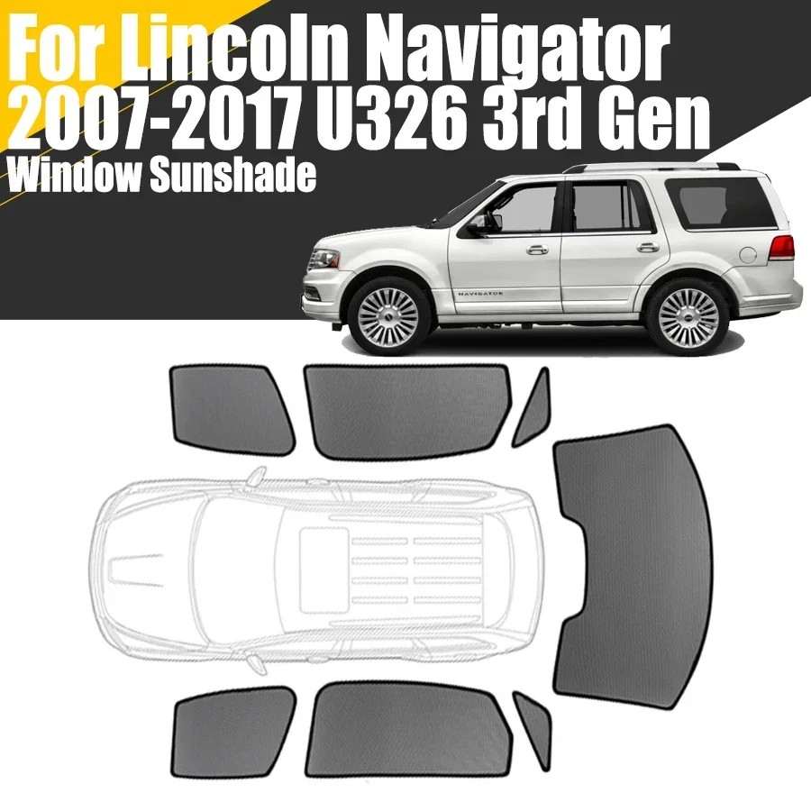 Custom Magnetic Car Window Sunshade For Lincoln Navigator U326 2007-2017 3rd Gen Curtain Mesh Front