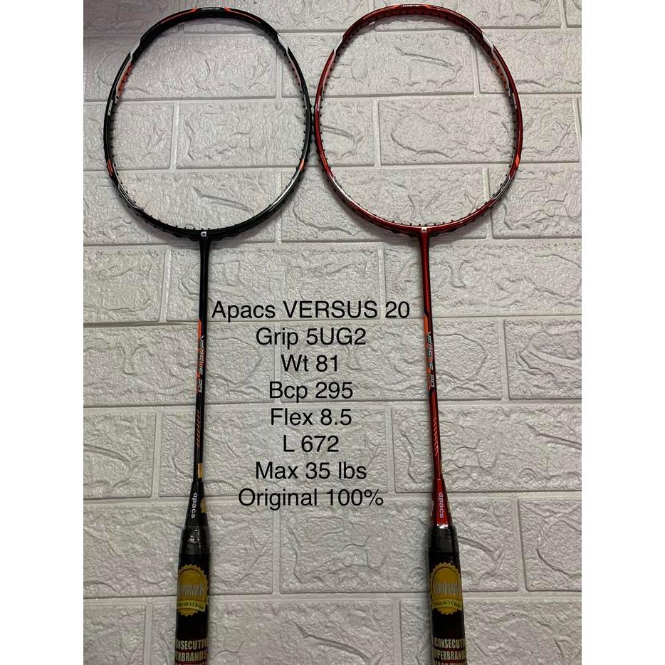 Raket Badminton APACS NEW VERSUS 20 Grip 5UG2 kuat 35Lbs ORIGINAL
