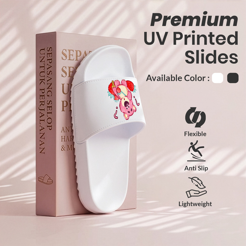 Sandal Sendal Wanita Kartun Beruang Lotso Motif Indoor Kasual Cepat kering Ringan Tahan Air Murah