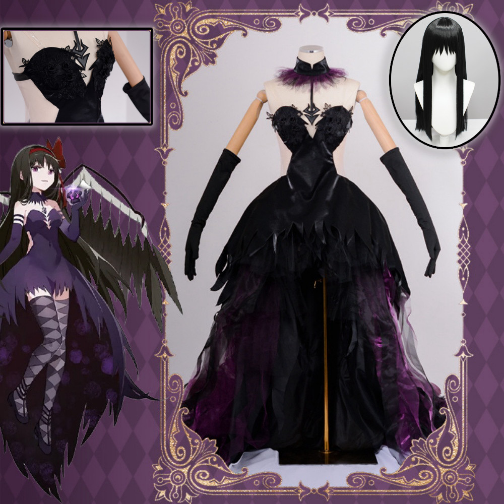 Akemi Homura Cosplay Devil Akemi Homura Women Purple Dress Outfits Anime Puella Magi Madoka Magica