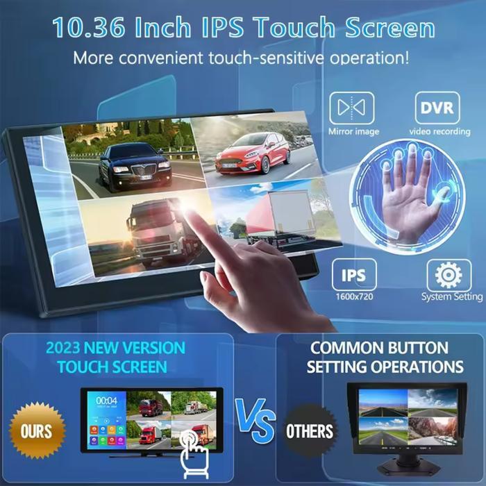CAR DVR / Dashcam mobil 10.36 Inchi , 4 Camera AHD, MP5, BT, Layar IPS Touch Screen