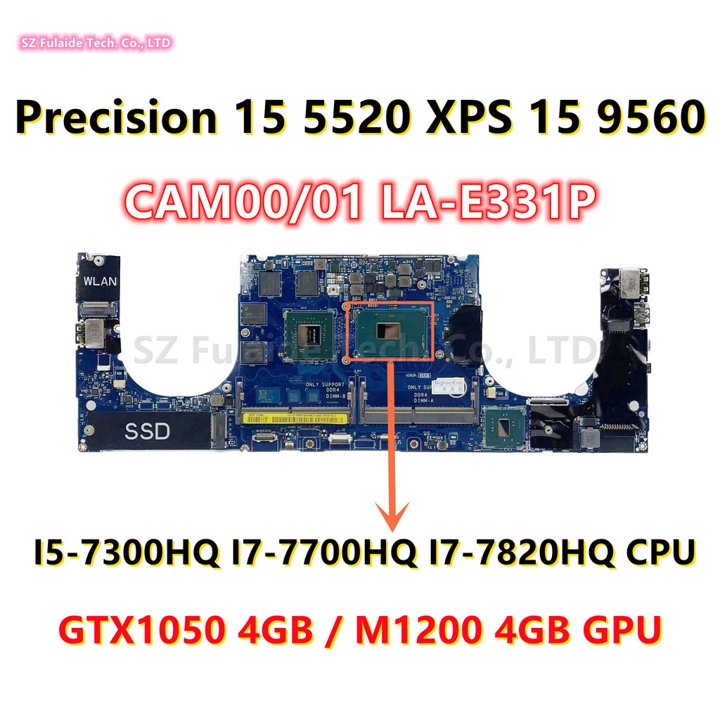 LA-E331P For dell XPS 15 9560 Precision 5520 Laptop Motherboard I5-7300HQ I7-7820HQ I7-6820HQ