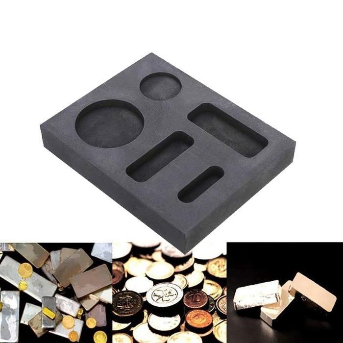 Graphite Ingot Mould 5 In 1 Cetakan Ingot Grafit High Density Emas Silver Aluminium Kaca Bulat Koin